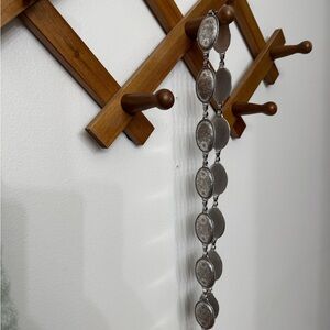 Wooden Wall Rack with Silver Accents